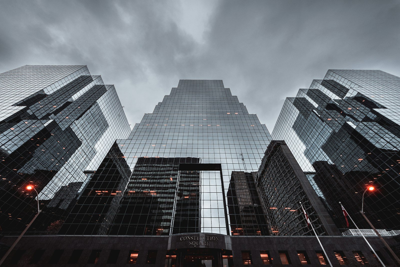Tall contemporary tower with taut glass planes